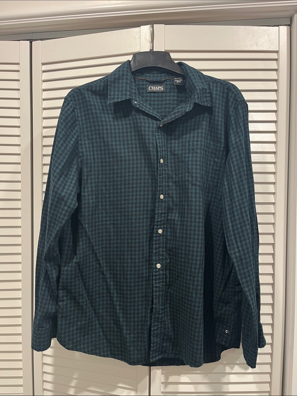 Chaps Dark Green Plaid Long-Sleeve Button-Down Shirt